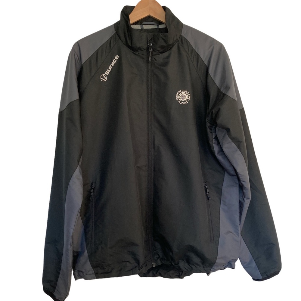 Sunice Mens Medium Full‎ Zip X20CT Sport Jacket Black Nylon Windbreaker Rockies
